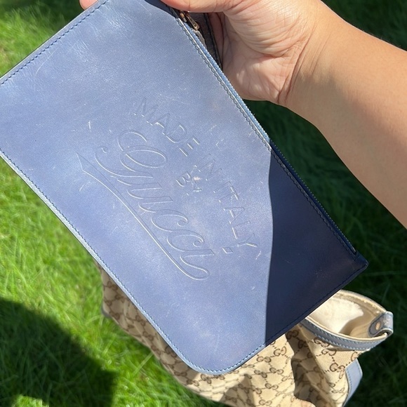 GUCCI beige blue canvas Tote Bag - Picture 13 of 14